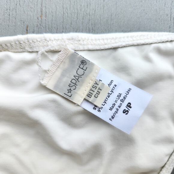 L*Space Women Ivory Textured Wild Side Chain Bitsy Swim Bikini Bottom Size S - Picture 4 of 5